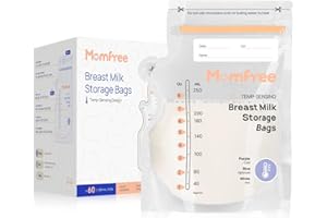 MOMFREE Sterile Breastmilk Storage Bag with Pour Spout 8 Ounce, Temp-Sensing Color Change, Fast Freeze & Thaw Breast Milk Bags for Baby Bottle Feeding, No-Leak Milk Freezer Storage Pouches 60pcs