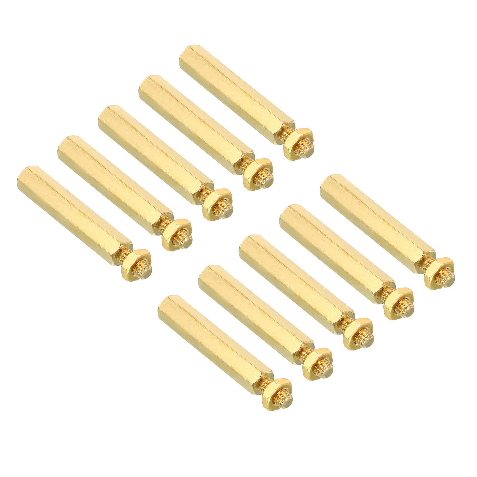 PATIKIL 25mm+6mm M3 Standoff Screws, 40 Pack Brass Hex PCB Standoffs Nuts for Motherboards, Computer Cases, Circuit Boards, Electronics, Gold Tone