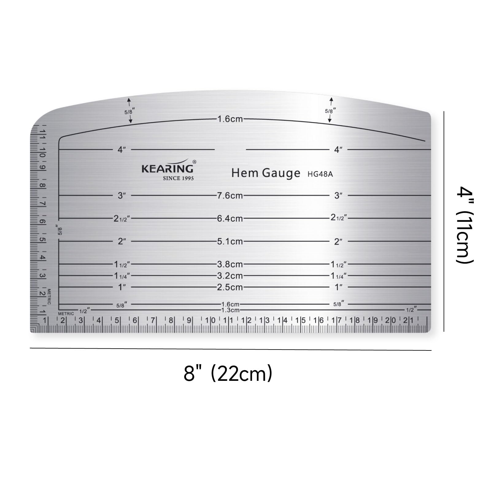 KEARING Aviation Aluminium Hot Hem Gauge, Hot Iron Ruler Hot Press for Sewing Pattern Alterations, Belt and Waistbands