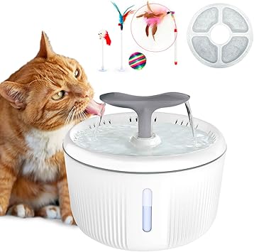 Pewingo Fontaine Pour Chat Chien 2l Silencieuse Fontaine A Eau Pour Chats Avec Led Fenetre De Niveau D Eau Et Filtre A Charbon Actif 4 Jouets Amazon Fr Animalerie