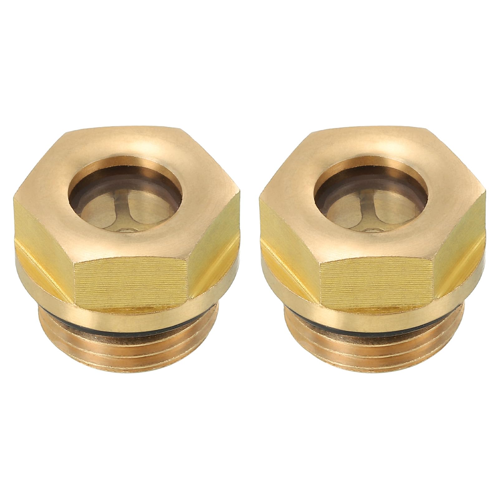 PATIKIL Air Compressor Oil Sight Glass, 2 Pack M18*1.5 Male Thread Brass Oil Liquid Level Gauge Air Compressor Parts with O-Ring