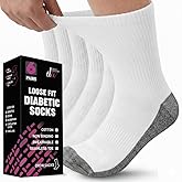 Debra Weitzner Diabetic Socks For Men and Women Loose Fit Non-Binding Cotton Crew Socks 6 Pairs