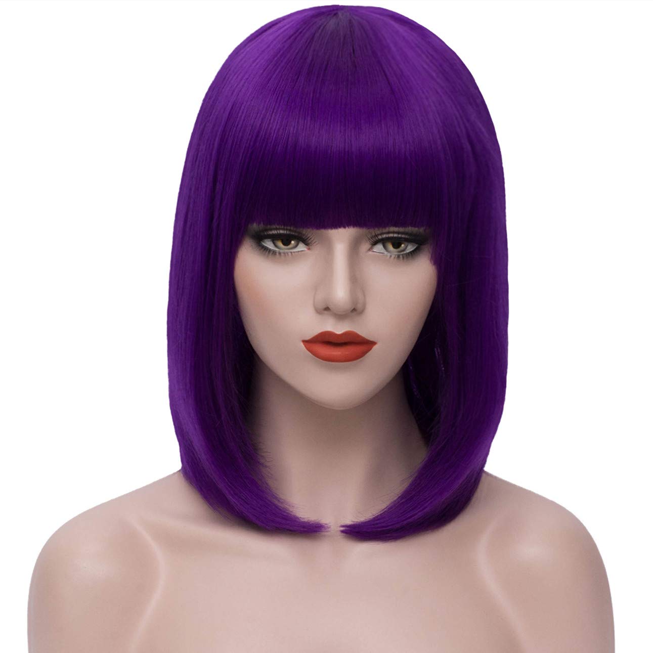 Amazon Com Purple Bob Wigs For Women 14 Short Straight Hair