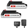 Powerextra 2 Pack LBXR20 Battery 3.0Ah Replace for Black and Decker 20V MAX + 20V Charger for Black Decker 20V MAX 20V
