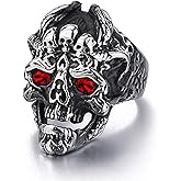MayiaHey Skull Ring,Gothic Skull Head Ring for Men,Punk Demon Skull Dragon Ring Hip Hop Grim Reaper Skeleton Ring for mens,Vintage Retro Viking Rock Skeleton Jewelry