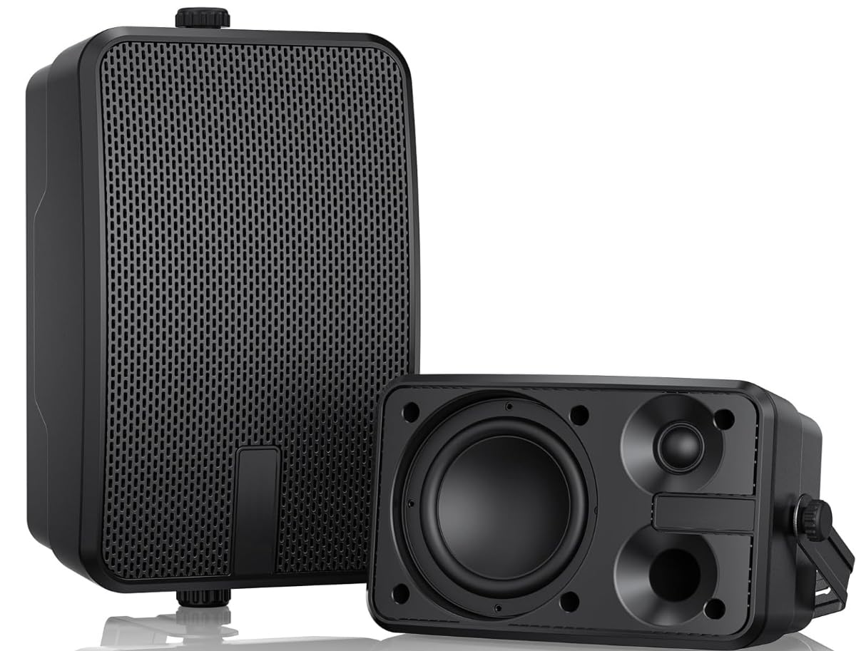 Photo 1 of ZYUWM Outdoor Speakers - 400W Active Wired Speaker (AUX Only) - IPX5 Waterproof Wall Mount, Indoor/Outdoor Stereo Sound Set - Perfect for Patio/Porch/Gazebo/Garage - MZ622, Pair