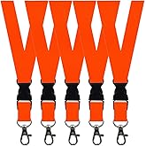 5 Pack Neck Safety Lanyards Detachable Buckle Enhanced Model Hook Breakaway Strap Quick Release Lanyard for ID Badge Holders,Key,Women Men Cell Phones USB Whistles - Orange - Red