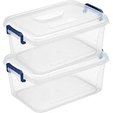 Tribello Plastic Storage Bins with Lids, Clear Stackable Storage Containers - 9.5 Qt - 2 Pack