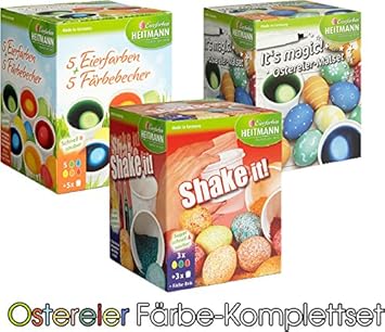 OSTER-EIERFARBEN 3er Familienpaket, inklusive 'Shake it!', 5 Farben sortiert und It's magic mit Zauberstift