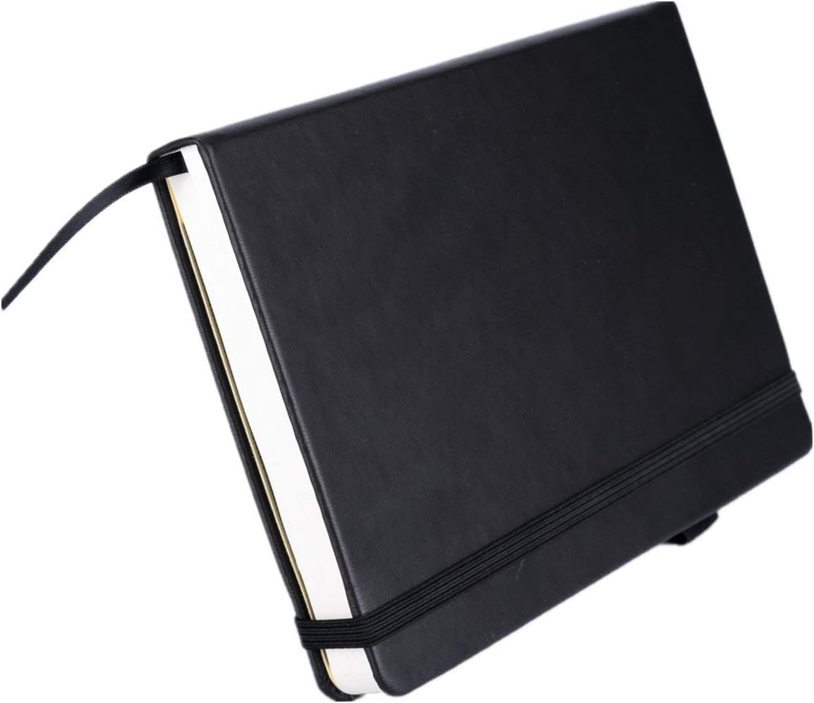 ROF Dot Grid Journal Bullet Journal Notebook,A5 5.3''×8.3'' Thick Paper Bleeding Resistant 80gsm 240Pages Lay Flat,Sturdy Binding not Fall Apart,Black Dotted Journal with Pen Loop