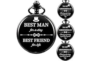 Afcrho Groomsmen Gifts Set Pocket Watch for Men Bestman Gift Engraved Pocket Watches for Groomsman Gift Set Mens Pocket Watch