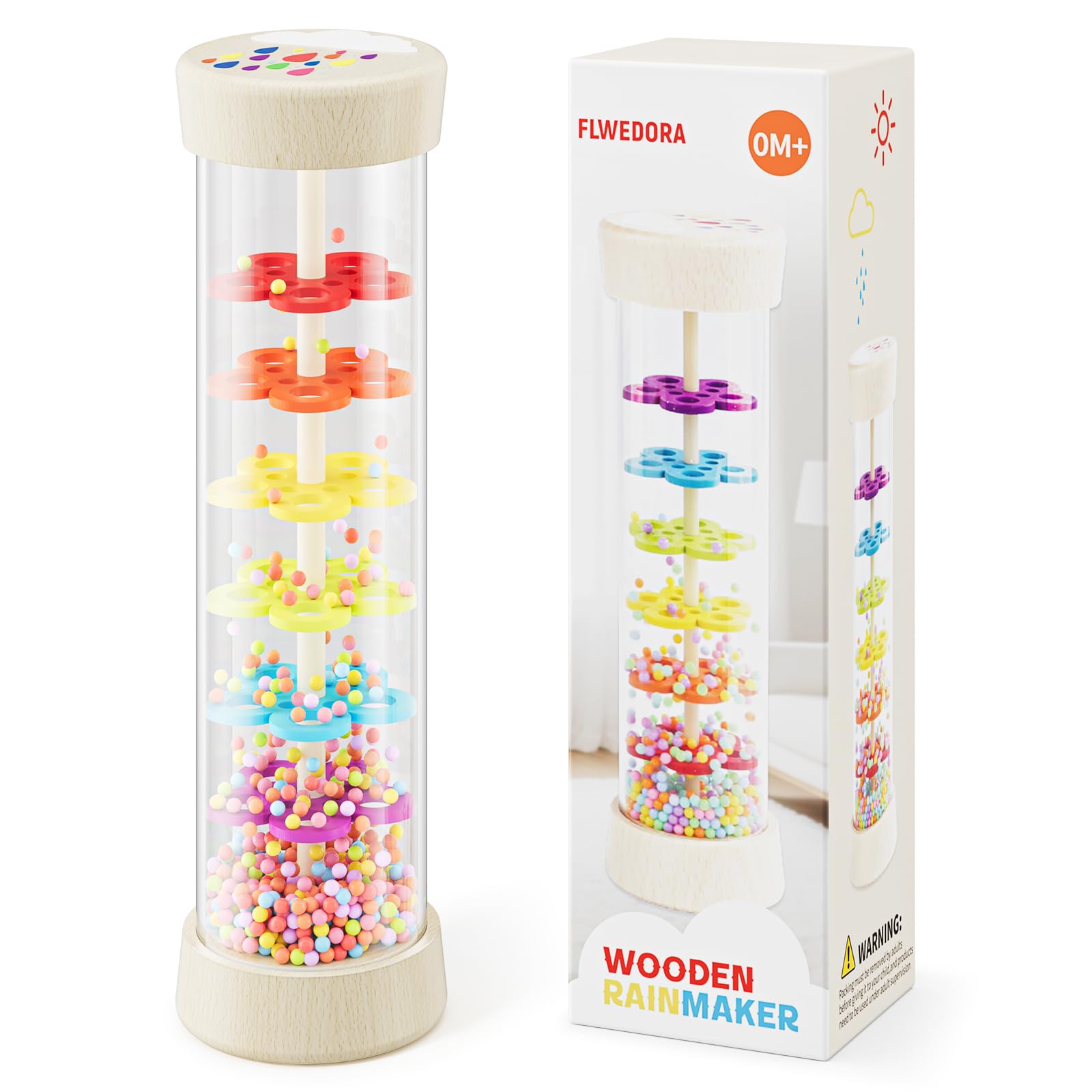 Rain Stick, Montessori Baby Toys for 6-12 Months 1 Year Old, Wooden Rainmaker Baby Rattle Sensory Toys, 7.7” Musical Developmental Toy - Infant Newborn Toddler Toys Gifts for Easter Basket Stuffers