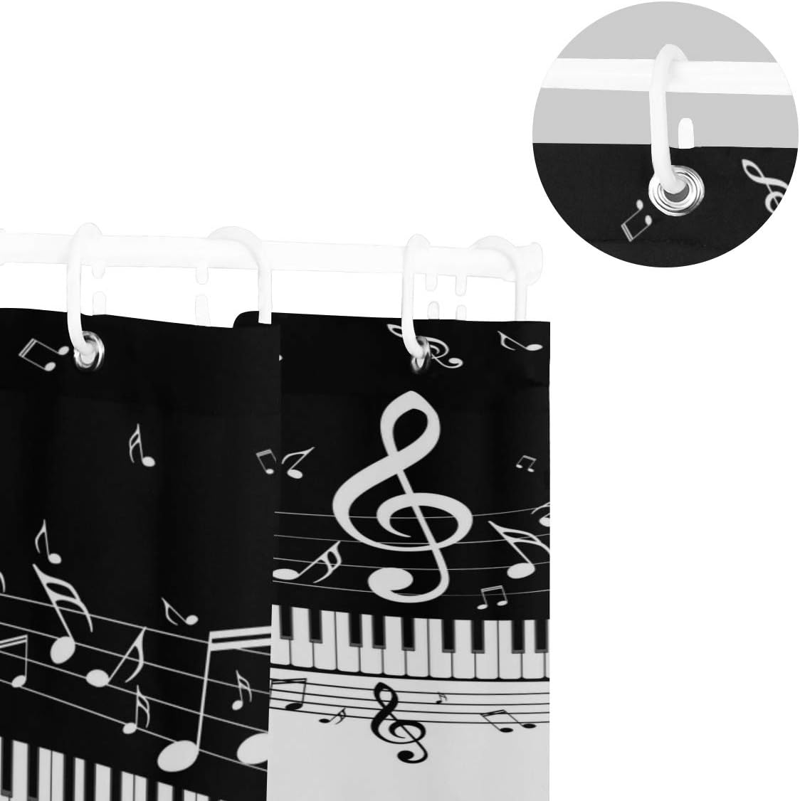 Amazon Kapanou防水 シャワーカーテン 抽象イラストピアノのキー音符 かわいいシャワーカーテン ユニットバス バスルーム 芸術の装飾 180cmx180cm バスフック付き 取り付け簡単 シャワーカーテン ホーム キッチン オンライン通販