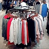 ZICHOUYING Round Garment Rack, Floor Standing Rotatable Clothing Rack, Clothes Retail Display Stand, for Bedroom Boutique Commercial Shop Laundry Room