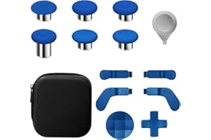 HAEBORL Metal Thumbsticks for Xbox One Elite Series 2 Controller, 13 IN 1 Xbox Controller Elite Series 2 Gaming Accessory Replacement Parts, Metal Mod 6 Swap Joystick, 4 Paddles, 2 D-Pads, 1 Tool, Bag, Blue