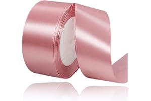 ALOHOVME Rose Gold Ribbon 1-1/2 Inch x 25 Yards, Satin Fabric Silk Ribbon for Gift Wrapping, Hair Bows Making, Floral Bouquets, Wreaths, DIY Sewing Projects, Wedding, Baby Shower and Handmade Trims