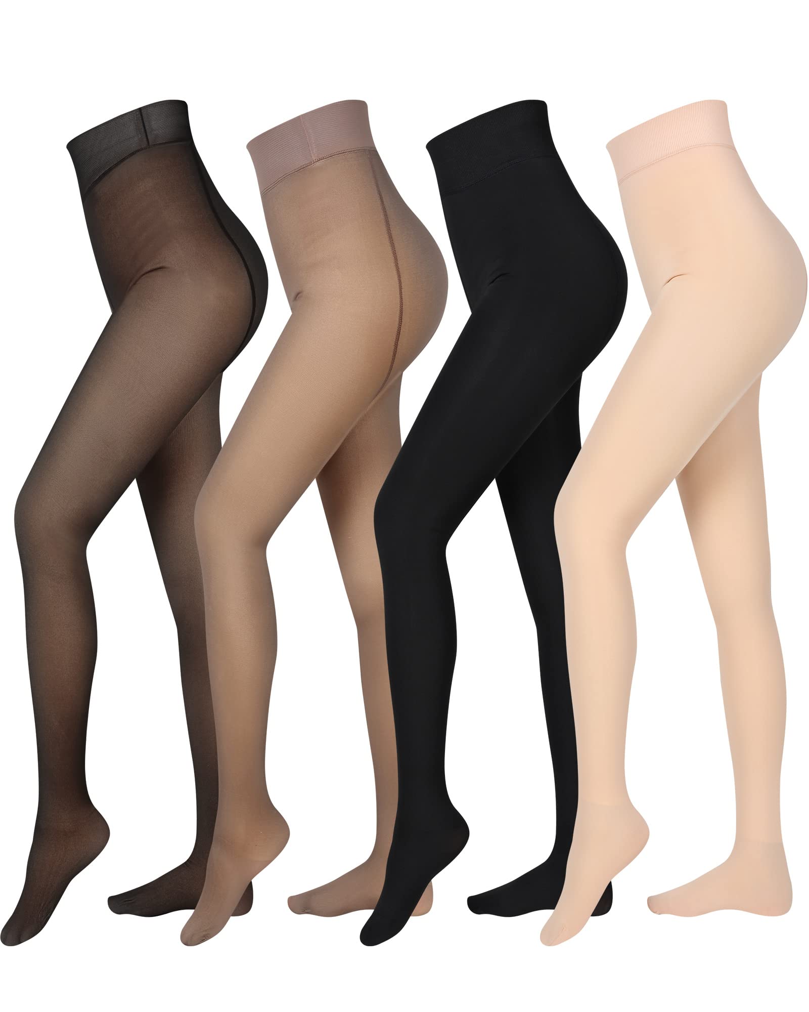 Photo 1 of Foaincore 4 Pairs Fleece Lined Tights Women Fleece Lined Leggings Translucent Winter Sheer Tights Warm Pantyhose for Women(300g,Pantyhose,Black, Brown, Nude)