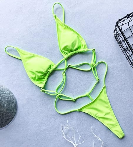 YIMISAN Women's Sexy One Piece Sling Bikini High Cut Cheeky Swimsuit Thong Bathing  Suits Fluorescent Green in Dubai - UAE | Whizz One-Pieces