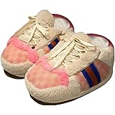 Unisex Plush Sneaker Slippers, Comfy Warm Fluffy Soft Home Slippers Indoor Outdoor Non Slip Furry House Shoes - One Size Fits Most