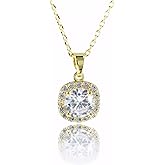 sunglees Gold Plated Elegant Hypoallergenic CZ Pendant Necklace for Women with Princess Cut Zirconia