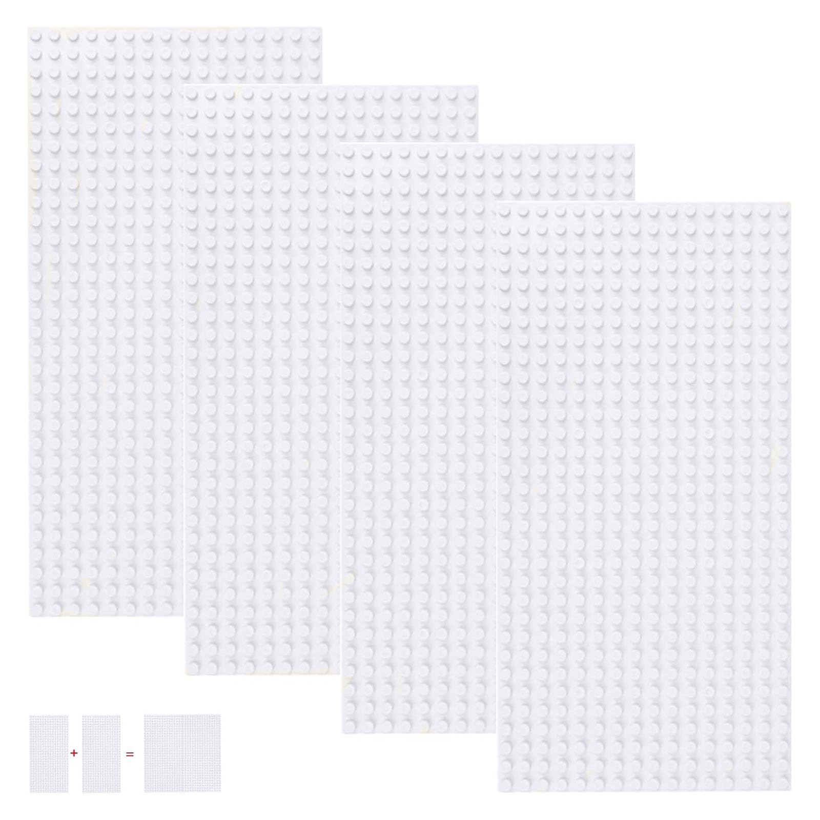 shineFinder 4 base Plates Compatible with Lego, Baseplate 5"x10" with 16 x 32 stud board (White)