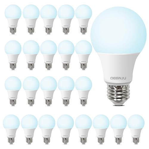 DEGNJU LED Light Bulbs 60W Equivalent, A19 Light Bulb Daylight 5000K 800LM 8 Watt, Non-Dimmable Standard Light Bulbs E26 Medium Base,24 Pack