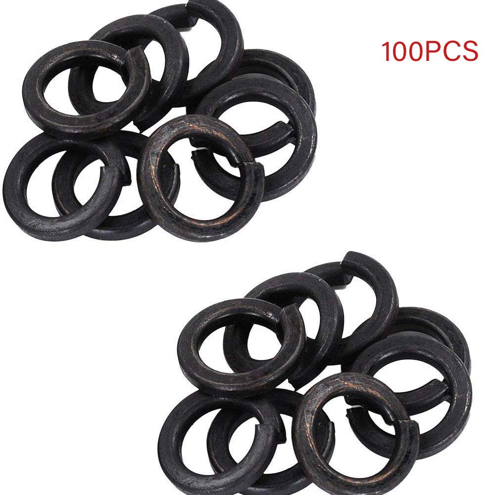 KingBra 100PCS M8 Stainless Steel Split Lock Washer, Black Spring Lock Washer for Screws Fastener