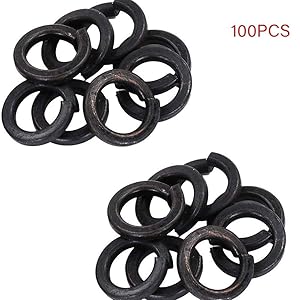 KingBra 100PCS M8 Stainless Steel Split Lock Washer, Black Spring Lock Washer for Screws Fastener