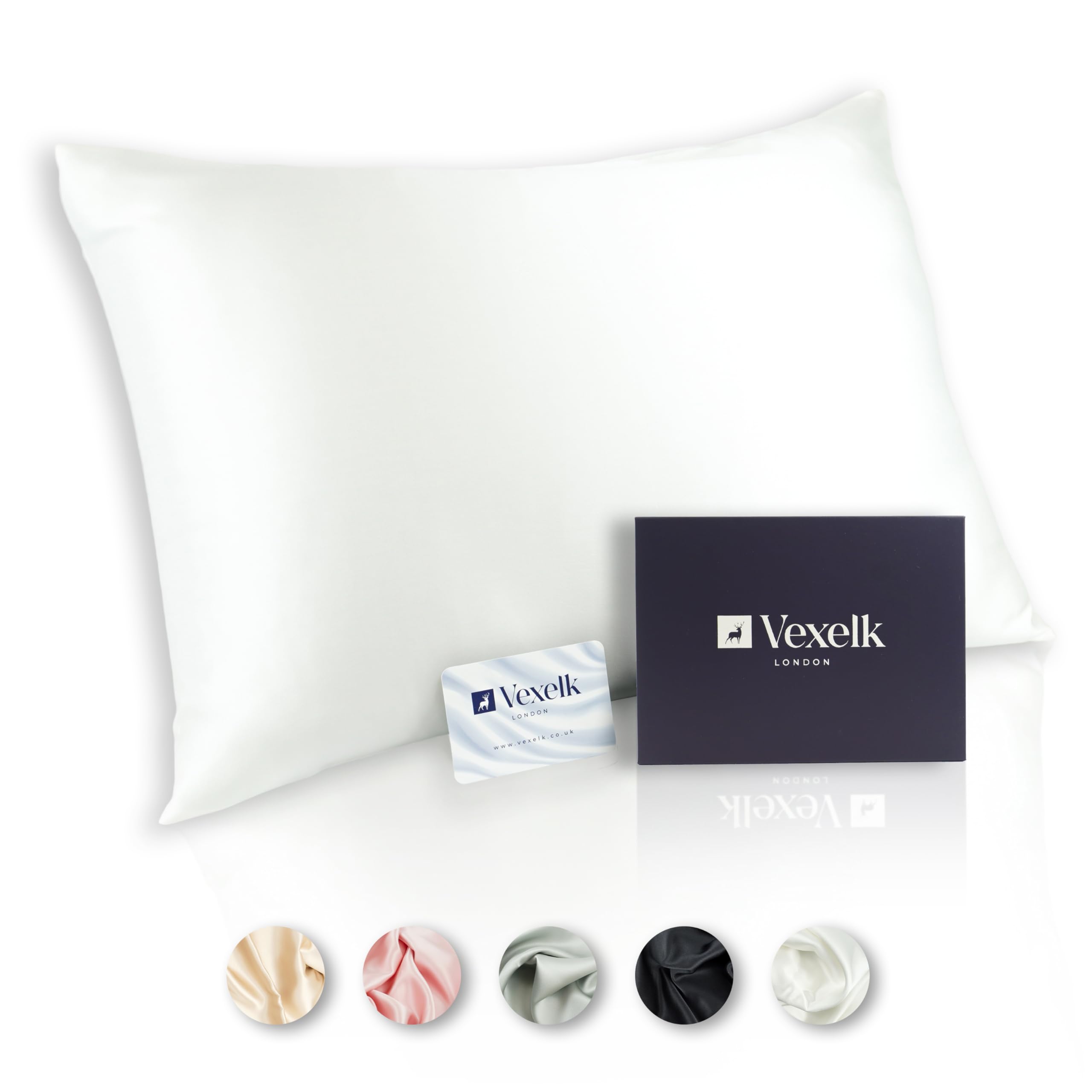 100% Pure Mulberry Silk Pillowcase For Youthful Skin and Hair, Luxurious 22 Momme 6A Grade Ultra Soft & Smooth Silk with Hidden Zipper & Premium Box For Gifting, Standard Size 50x75cm (Ivory White)