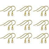 LASSUM 100PCS Stainless Steel Ball & Coil Earring Hooks Findings, Ear Wire for DIY Jewelry Making (Gold,18mm)