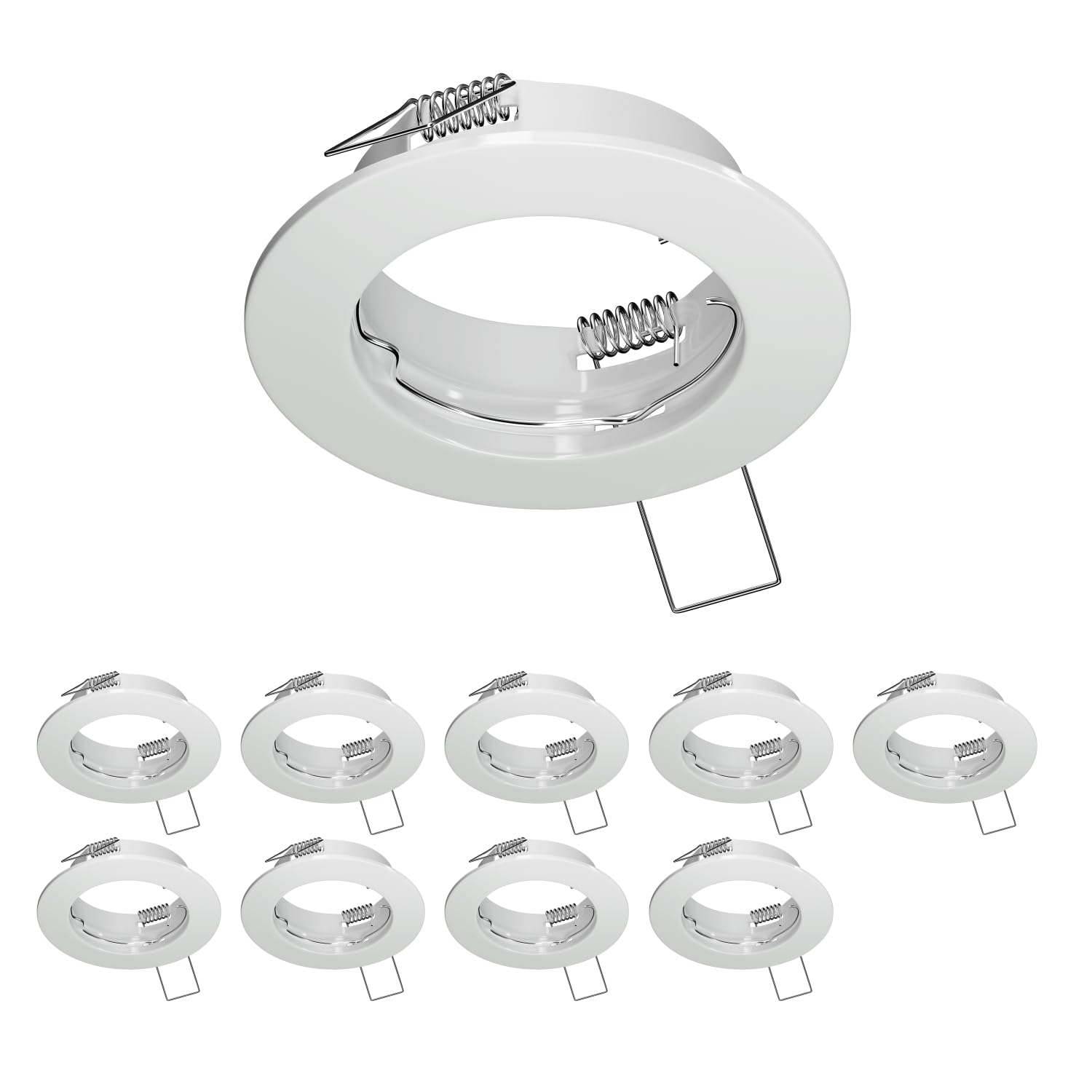 ledscom.de 10 pcs. recessed Ceiling Frame Fere, Round, White Glossy