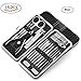 Manicure Pedicure Set Nail Clippers -Weifan 18 In 1 Stainless Steel Professional Pedicure Kit Nail Scissors Grooming Kit with Protable LeatherTravel Case (Black)