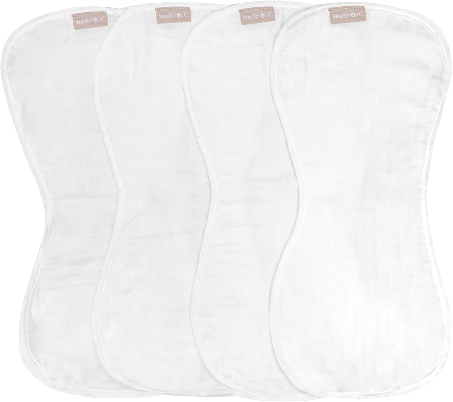 WeeSprout Set of 4 Organic Cotton Burp Cloths - Four Ultra-Absorbent Layers Keep Clothes Dry, Button Transforms Burp Cloth Into Baby Bib, Machine Washable & Dryer Friendly, Unisex for Boys & Girls: Home & Kitchen