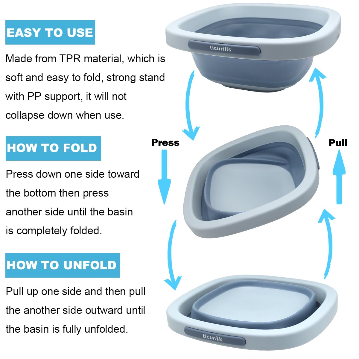 Collapsible Baby Bottles Wash Basin, Ideal Gifts for Baby & Moms, Multi-Purpose Wash Basin for Babies Bottles and Breast Pump, Babies Essentials for Newborns Infant Travel, Trips, Camping