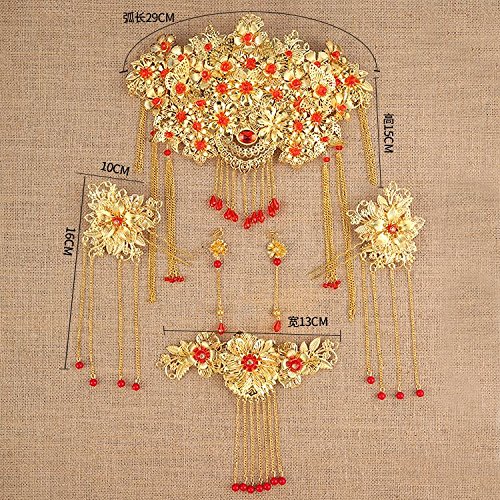 TKHNE Luxury bridal headdress Chinese wedding dress costume retro streaming Su Fengguan Xiu clothing accessories Hair Accessories Set