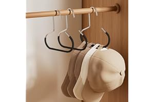 2 PCS Hat Organizer for Baseball Caps, Multifunctional Hat Hangers with Open Rings Designs for Hanging Hats Belts Ties, Black
