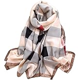 First Choose Silk Feeling Long Satin Scarf Fashion Beach Scarf Shawl Check Style Sunscreen Shawls Wraps-Lightweight Pattern
