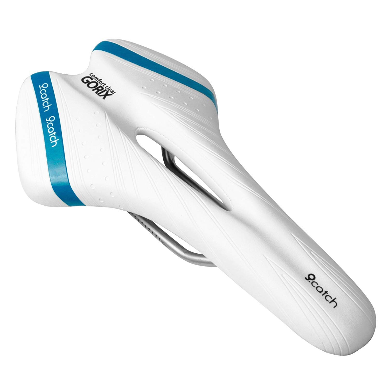 GORIX Bike Saddle Seat Comfortable Cushion with Rail Mountain Road Bicycle for Men and Women (A6-1) (White×Blue)