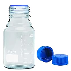 QOAEZK 250ml Reagent Media Bottle, Graduated Glass