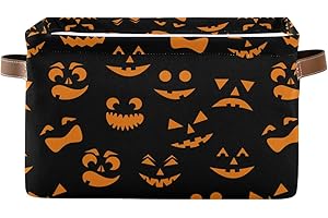 WELLDAY Halloween Basket Cute Halloween Baskets with Handles Collapsible Organizer Box Shelf Storage Baskets for Holiday Home Decor 1PC