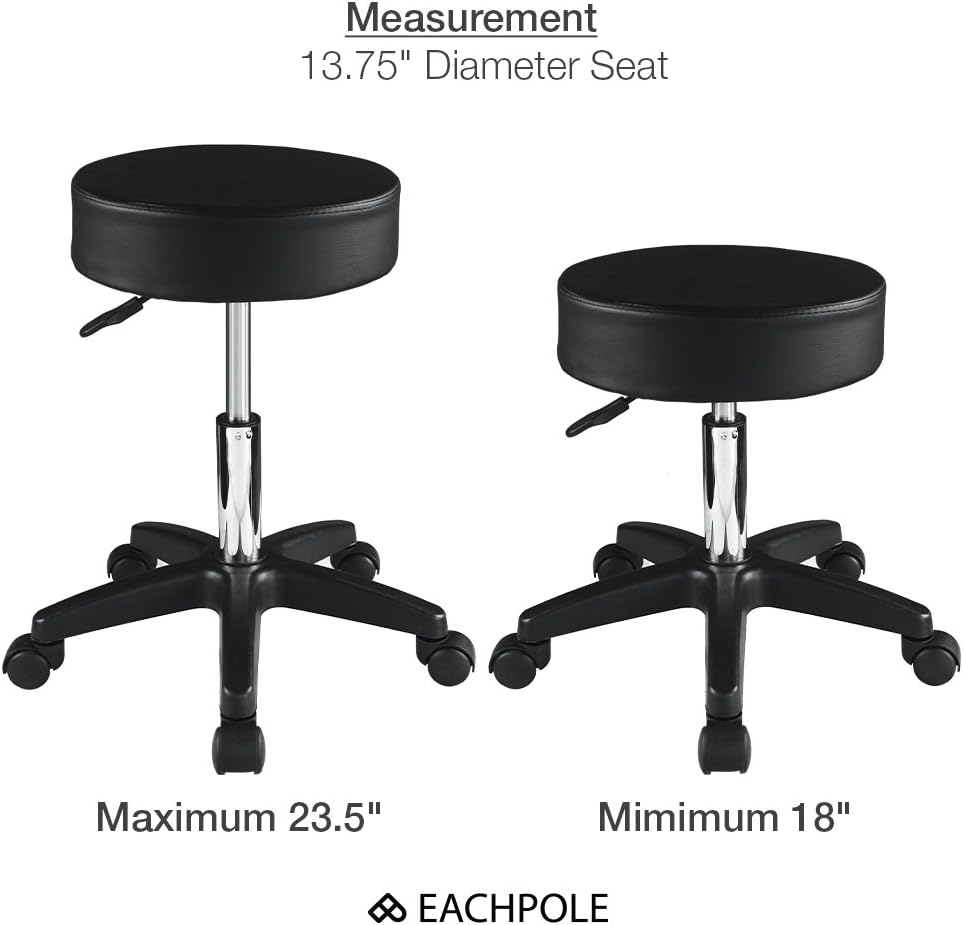 EACHPOLE 360 Degree Pivoting Stool with Rolling Wheels and Hydraulic Height Adjustment for Tattoo Shops, Salons, Drafting, Massage, APL1533: Kitchen & Dining