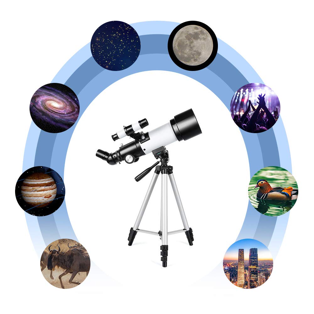 Telescopio Astronomico Zoom HD serie 400/70 mm di Ingrandimento con Treppiede, Portatile, con Zaino e Adattatore per Smartphone per Adulti, Bambini e Principianti - Ranipobo