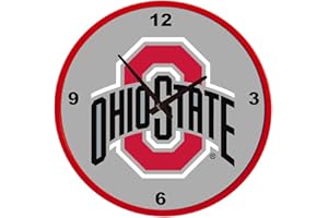 The Fan-Brand NCAA Ohio State Buckeyes: Modern Disc Wall Clock - Sports Team Bar Sign Décor - Home, Dorm, Garage, Office, Fan Cave