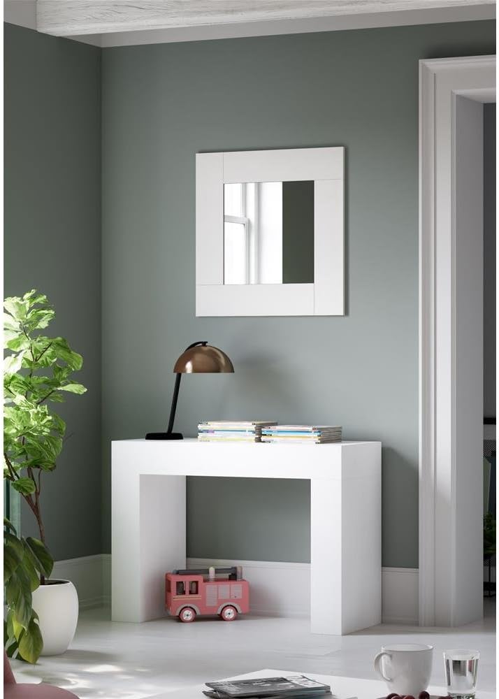Mobili Fiver, Square Wall-Mounted Mirror, Evolution, Grey Concrete, Laminate-Finished/Glass, Made in Italy: Furniture & Decor