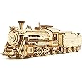 ROKR Model Car Kits Wooden 3D Puzzles Model Building Kits for Adults to Build-Educational Brain Teaser Assembly Model, Desk Decor/DIY Hobbies/Gifts for Teens&Kid (Prime Steam Express/12.1*2.7*3.3)