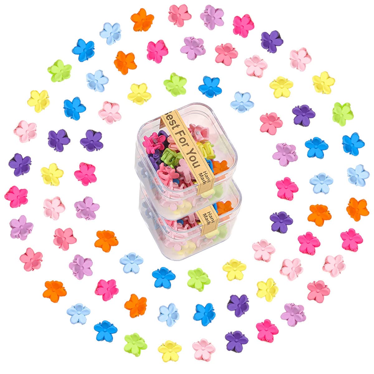 100 Pcs Small Hair Claw Clips for Colorful Flower Mini Acrylic Hair Clips Clamps Accessories for Women Girls Teens Kids Barrettes Decor