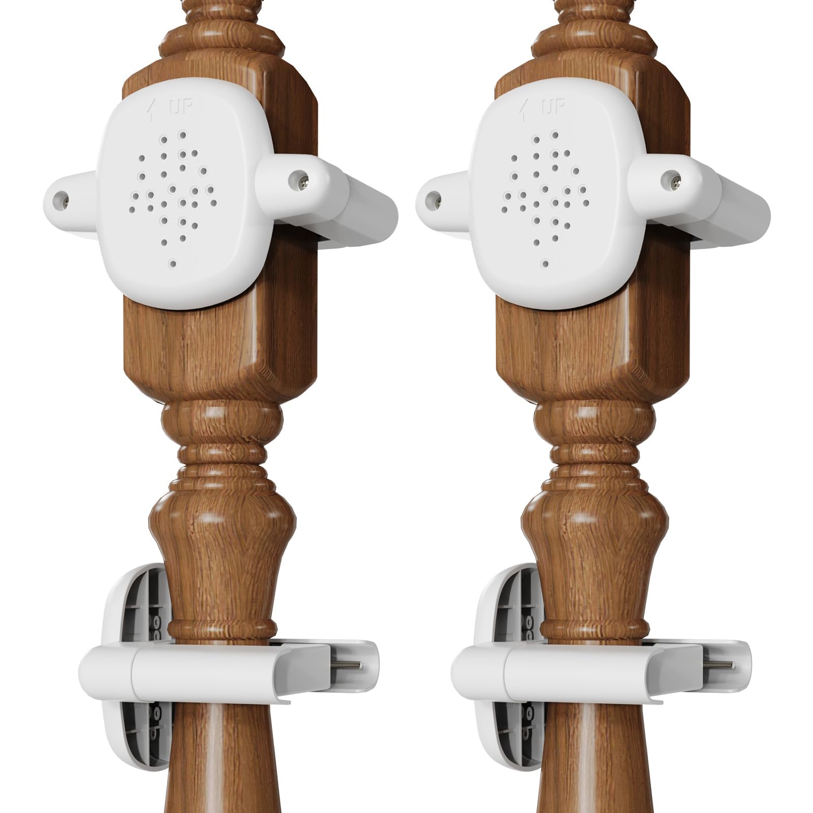 Photo 1 of 2 Pcs Baby Gate Banister Adapter – No?Drill Stair Railing Mount, Fits 2–3.9? Round/Square Posts, Compatible with Baby & Pet Safety Gates(White, Standard-W)