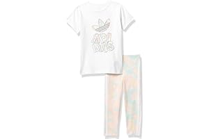 adidas Originals Girls Marble Print T-Shirt Dress and Tights Set, White, 3 Months