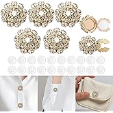 5 Sets Rhinestone Buttons Covers for Women, Gold Decorative Buttons for Blouses with 20Pcs Sewing Buttons Detachable Crystal Jewelry Clips Sewing DIY Craft Decor Clothing Jeans