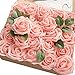 Ling's moment Artificial Flowers 50pcs Real Looking Pink Fake Roses w/Stem for DIY Wedding Bouquets Centerpieces Bridal Shower Party Home Decorations
